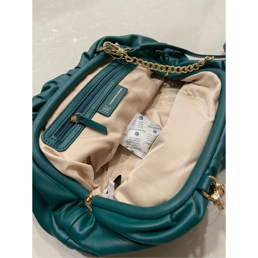 INC Green Vegan Leather Satchel bag NWOT - Picture 8 of 11